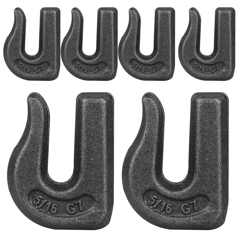 6 Pack 5/16" Weld On Grab Hook, Heavy Duty G70 Forged Grab Chain Hooks Great for Chain Pulling and Lifting,Utility Hook Weldable for Car, Truck, SUV, RV, UTV, Tractors Loader Bucket, Rigging